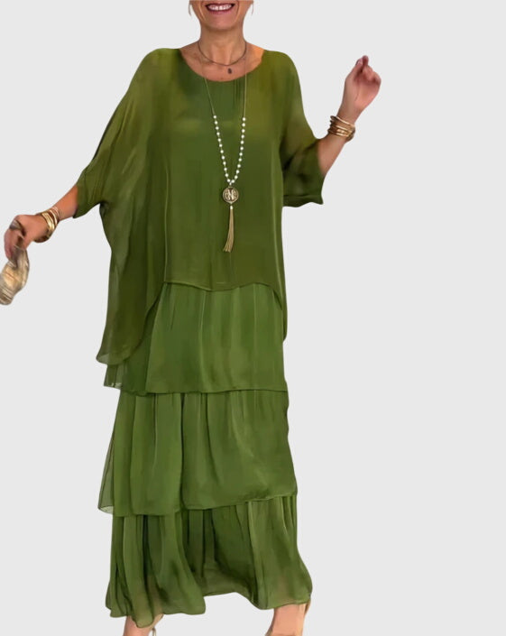 Vestido Maxi Boho por Capas con Pantalón Corto Interior