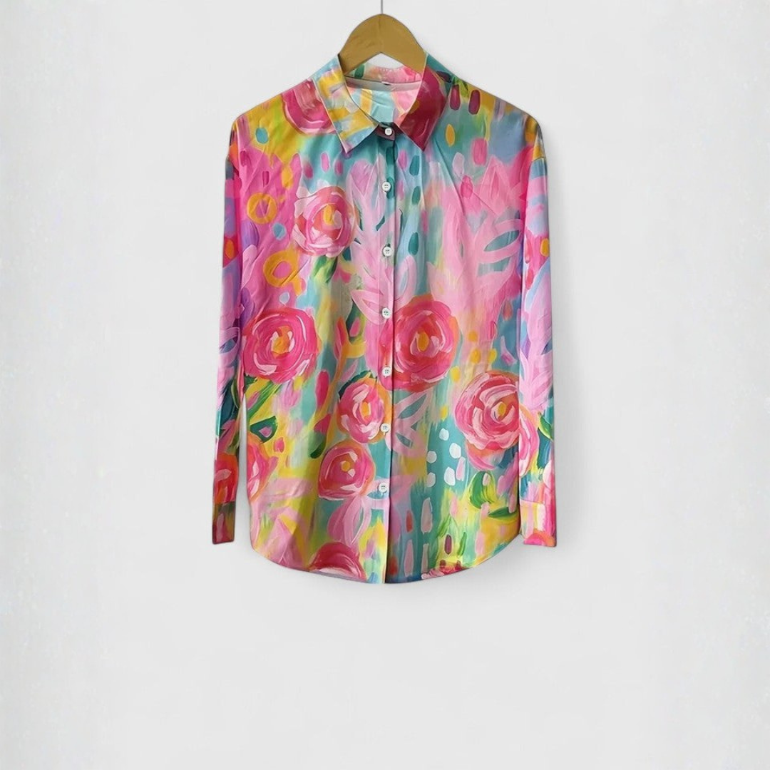 Blusa Camisera Holgada con Diseño Floral para Mujer