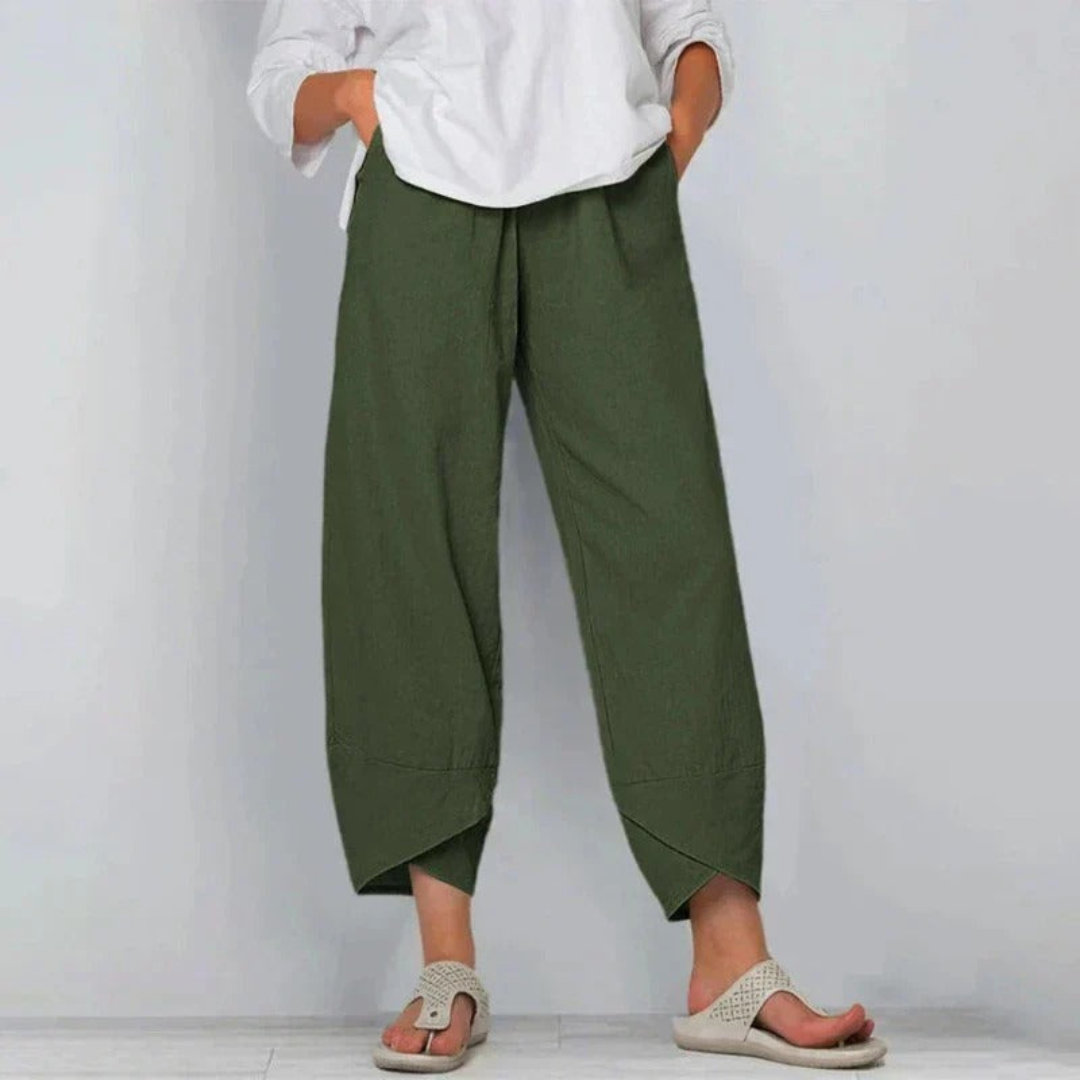 Pantalón Tobillero de Silueta Ancha para Mujer