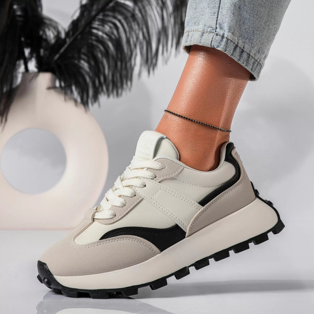 Zapatillas Urbanas con Plataforma Gruesa y Cordones para Mujer