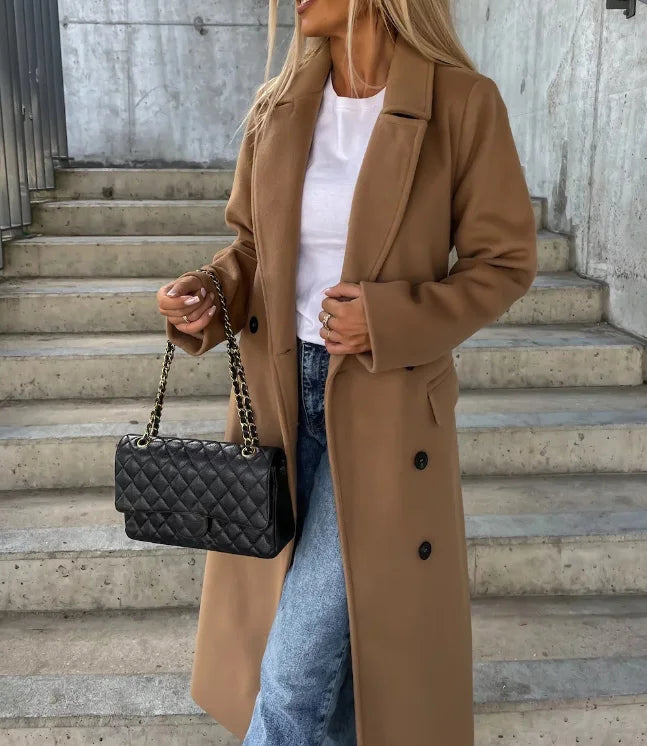 Gabardina Larga de Corte Elegante para Mujer