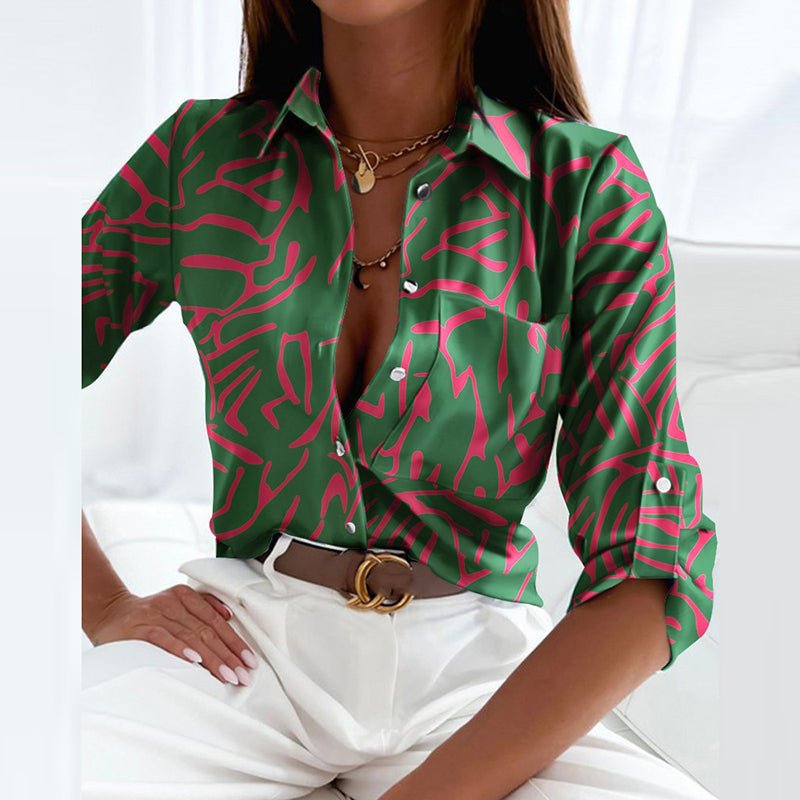 Blusa de Manga Larga con Cuello Clásico para Dama