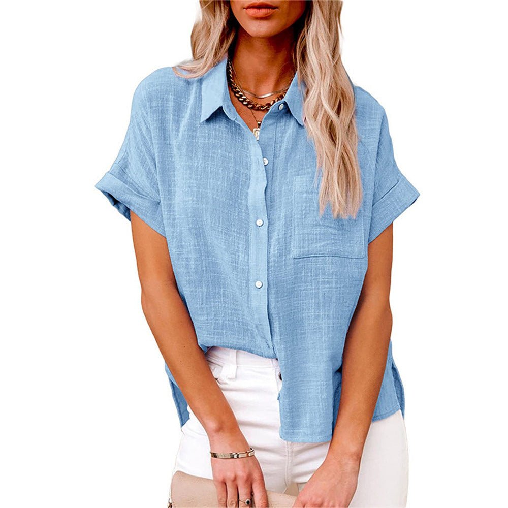 Camisa Casual de Manga Corta con Botonadura Frontal