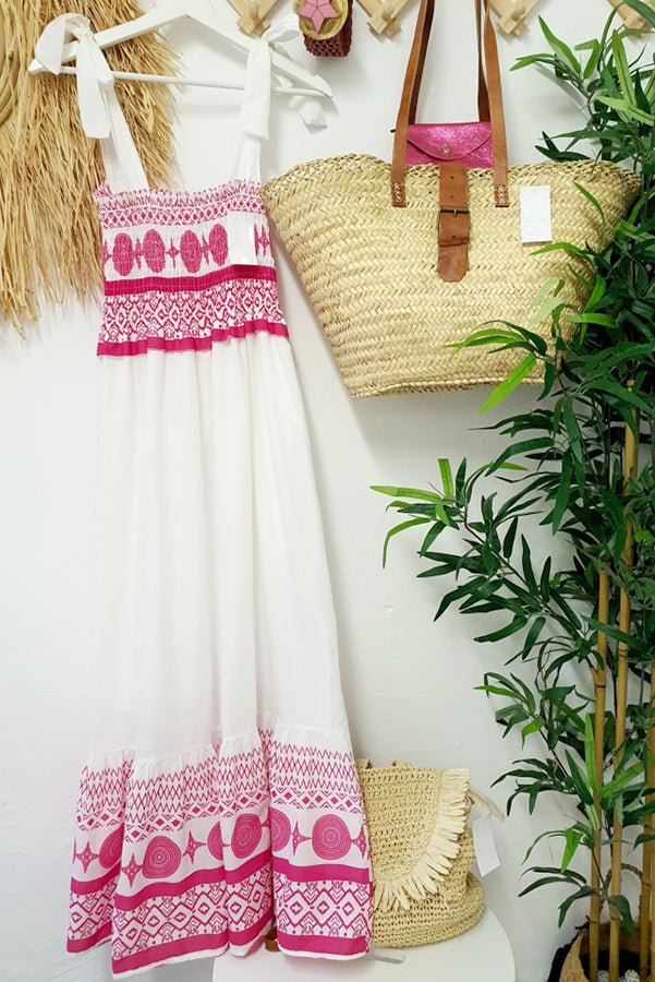 Vestido Largo Bohemio con Escote Cuadrado y Tirantes Anudables para Mujer