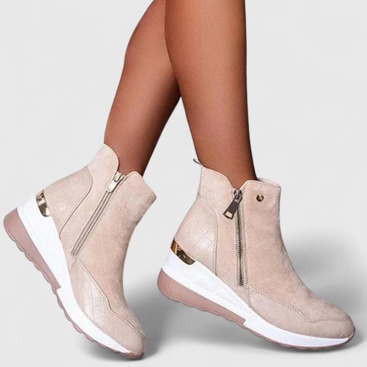 Botines Ergonómicos con Tacón Cuña y Cierre para Mujer