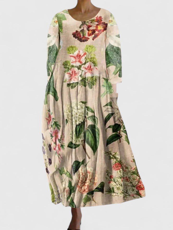 Vestido midi amplio con estampado gráfico de tortuga