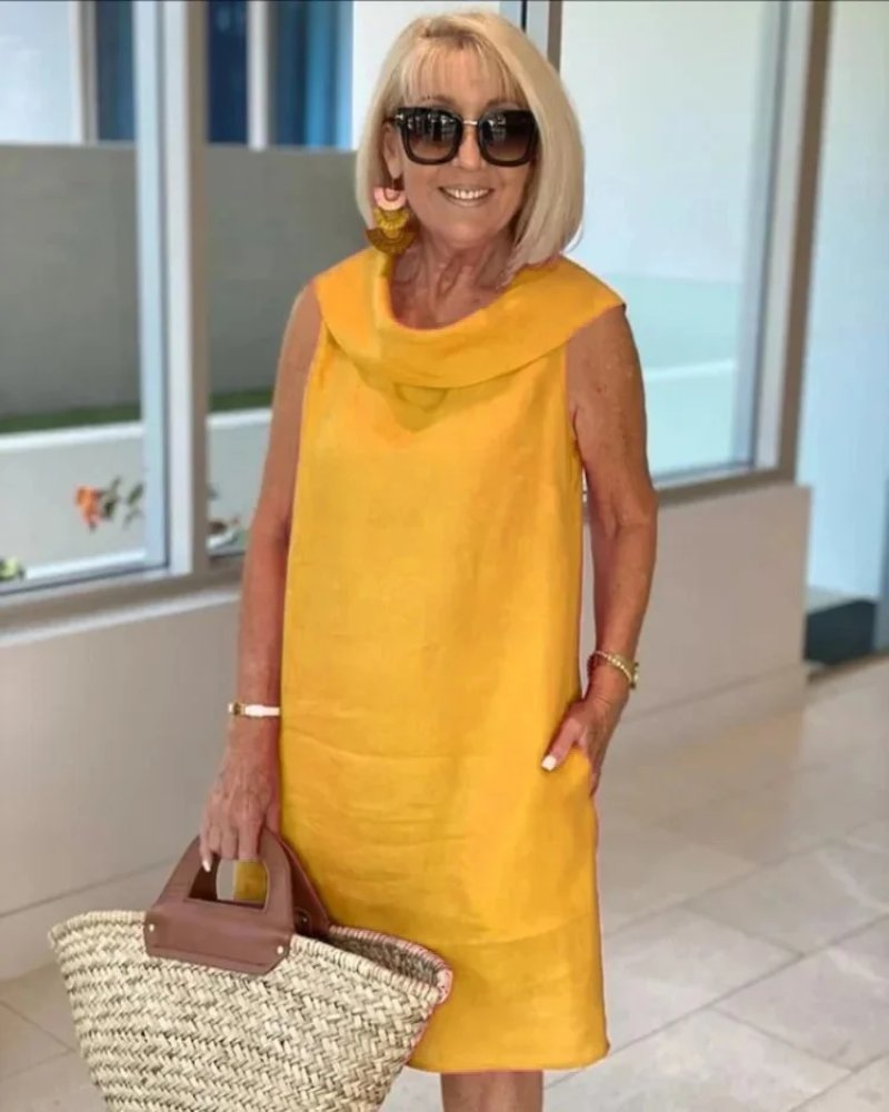 Vestido Fresco sin Mangas de Corte Relajado para Mujer