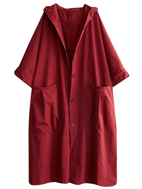Chaqueta de Corte Amplio con Capucha y Bolsillos para Mujer