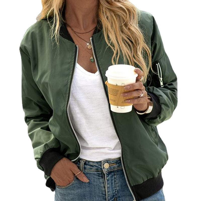 Chaqueta Informal de Corte Clásico con Cremallera para Mujer