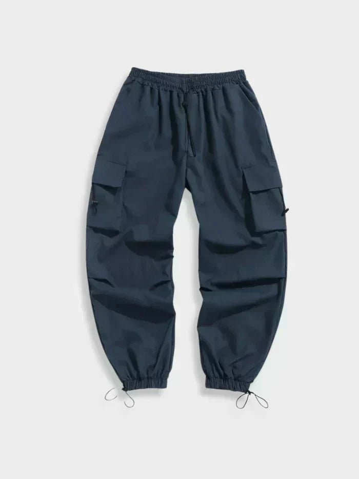 Pantalón cargo holgado para hombre con pretina elástica y tobillos ajustables