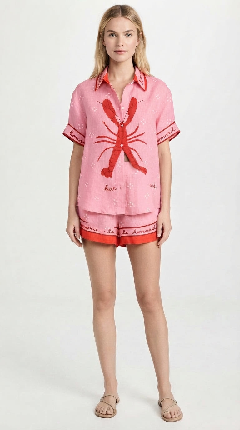 Conjunto casual de dos piezas con top y short para mujer