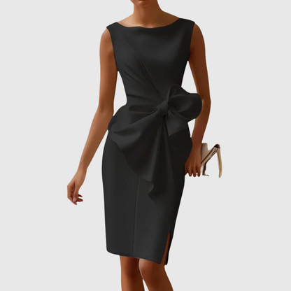 Vestido Midi Elegante con Lazo en Cintura para Mujer