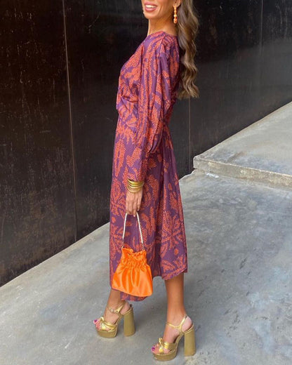 Vestido Largo de Fiesta Acampanado con Escote Cruzado para Mujer