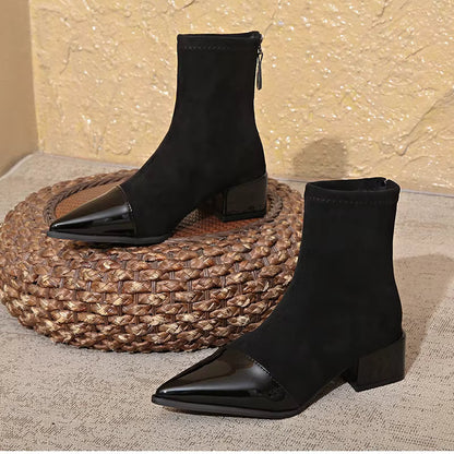 Botines Femeninos para Clima Frío con Tacón Ancho
