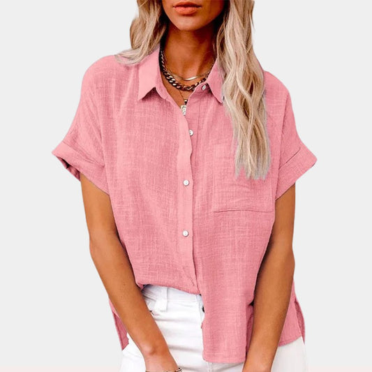 Camisa Casual de Manga Corta con Botonadura Frontal
