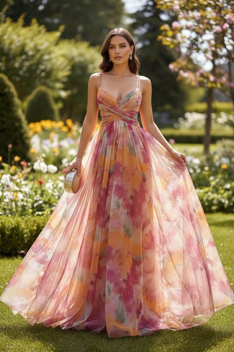 Vestido Maxi Acampanado sin Mangas con Estampado Floral para Mujer