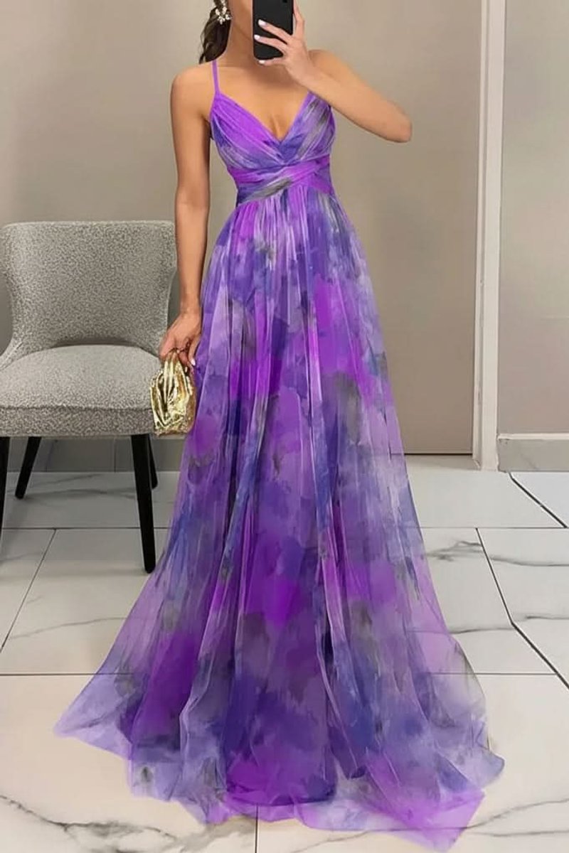 Vestido Maxi Acampanado sin Mangas con Estampado Floral para Mujer