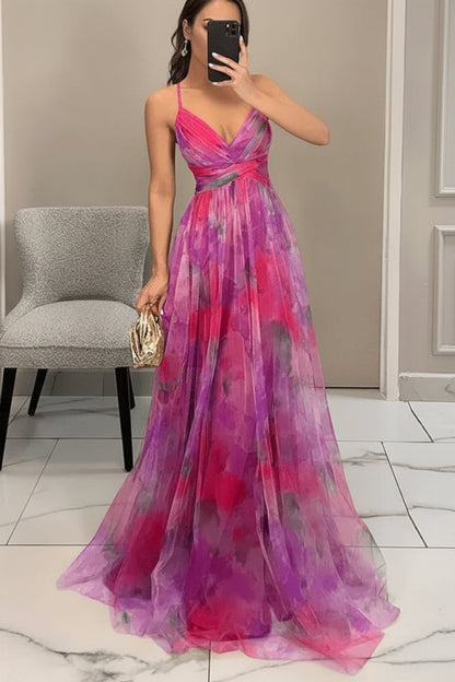 Vestido Maxi Acampanado sin Mangas con Estampado Floral para Mujer
