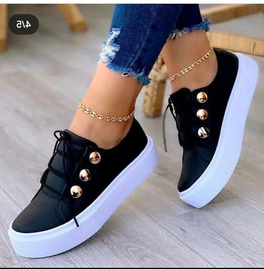 Tenis ortopédicos de plataforma con cordones para dama
