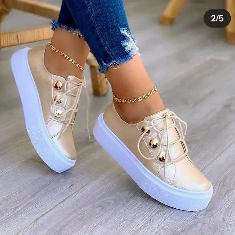 Tenis ortopédicos con plataforma y cordones para mujer