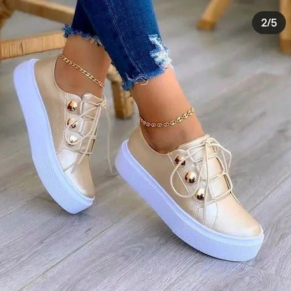 Tenis ortopédicos con plataforma y cordones para mujer
