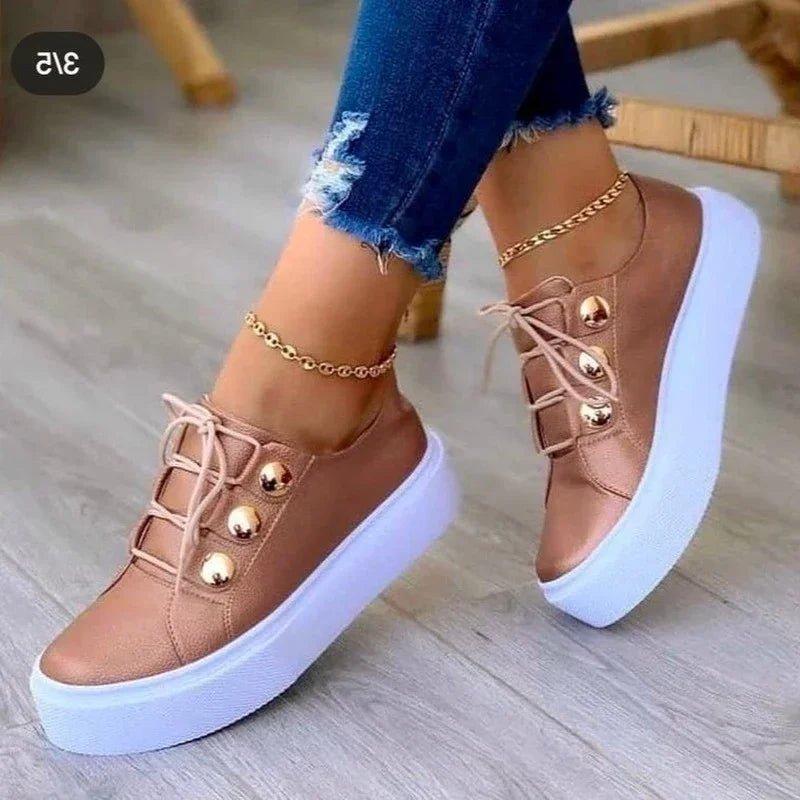 Tenis ortopédicos con plataforma y cordones para mujer