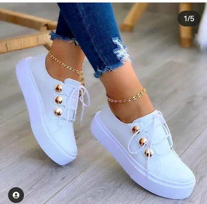 Tenis ortopédicos con plataforma y cordones para mujer