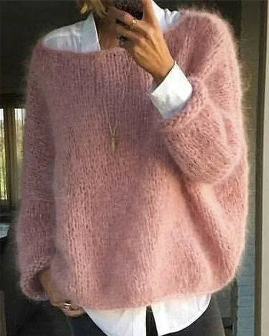 Suéter Tipo Chaleco Tejido de Punto Esponjoso y Silueta Amplia para Mujer