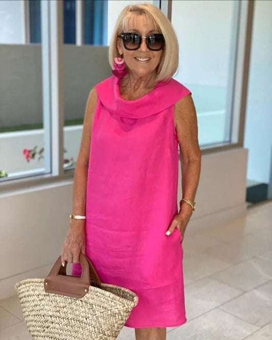 Vestido Fresco sin Mangas de Corte Relajado para Mujer