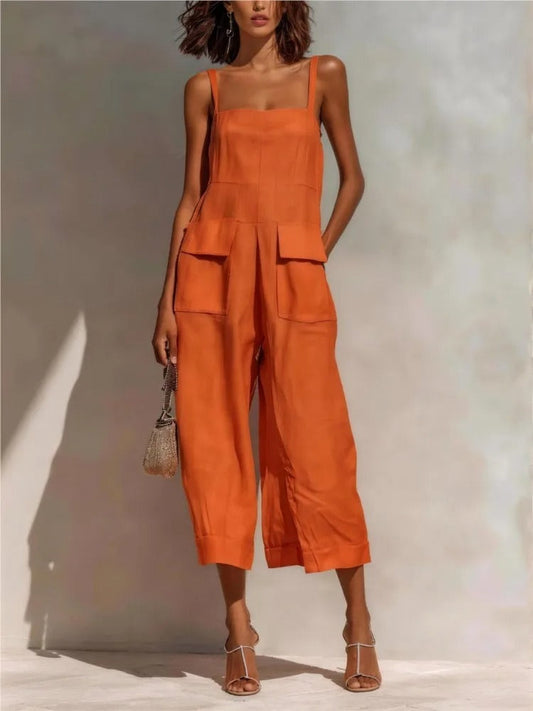 Vestido midi de lino para mujer con cinturón ajustable y bolsillos prácticos