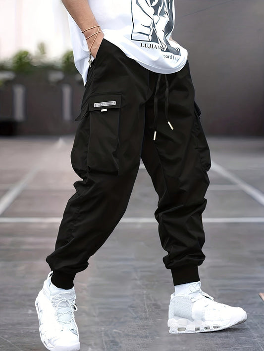 Pantalón cargo jogger para hombre con pretina de cordón y puños acanalados