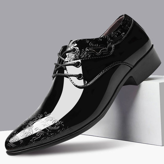 Zapatos de Vestir Tipo Derby con Relieve y Acabado Brillante para Hombre