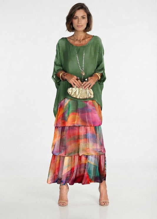 Vestido Maxi Boho por Capas con Pantalón Corto Interior