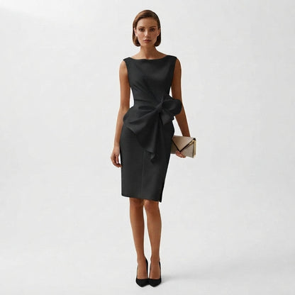 Vestido Midi Elegante con Lazo en Cintura para Mujer