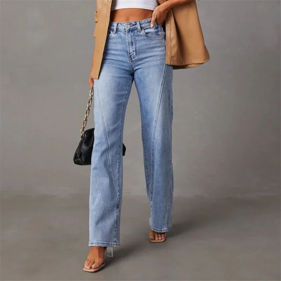 Pantalón Denim de Corte Recto para Mujer