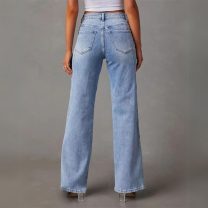Pantalón Denim de Corte Recto para Mujer